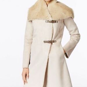 NWOT Calvin‎ Klein Womens Beige Long Sleeve Drawstring Waist Duffle Coat Size M